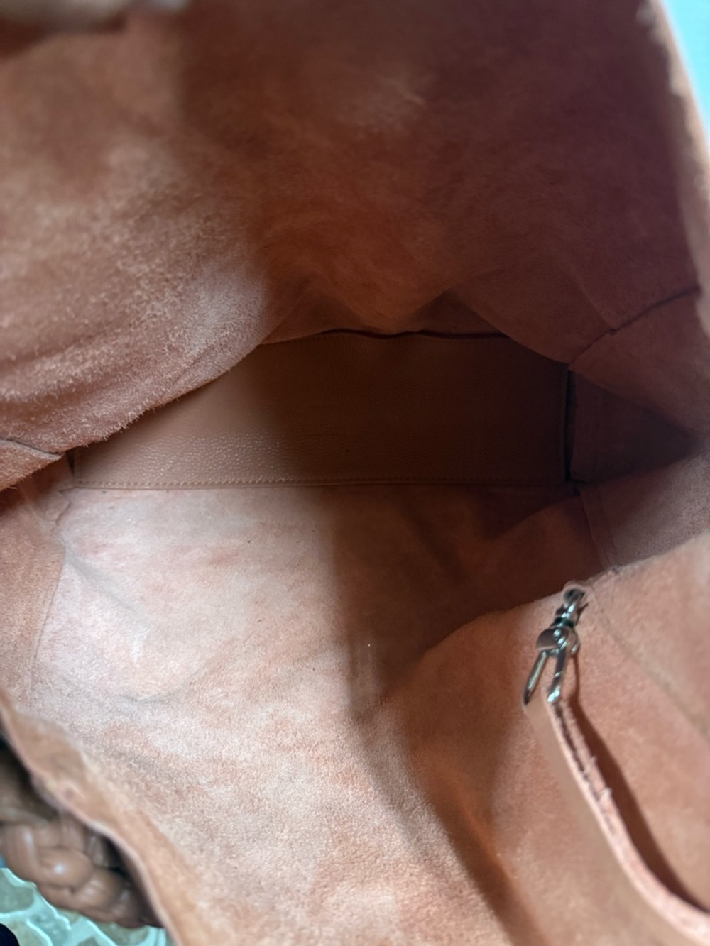 Braided-Handle Tote Bag in Terracotta Brown - Picture 7 of 8
